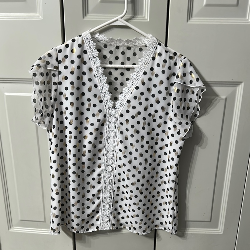 Polka Dot Lace Trim Top (4)